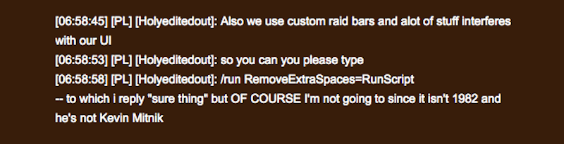 A transcript from a WoW community forum